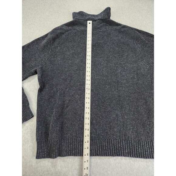 Eddie Bauer Sweater Mens XXL Heavy Knit Ribbed Cotton‎ Quarter Zip Dark Gray - Picture 8 of 9
